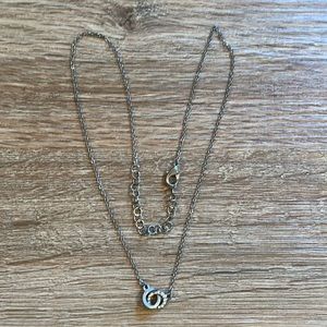 Handmade Gunmetal Interlocking Circle Necklace with Rhinestone Detail